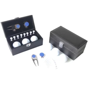 New Arrival Customization Logo Golf Accessories With Leather Box Golf Cap Clip Balls Tees Divot Tool Set