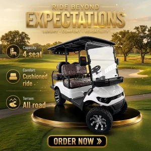 New Design 2-4 Seater Electric Golf Cart 25 Grade Ability 70-90km Range Comfortable for Off-Road Sightseeing Hunting Elegant