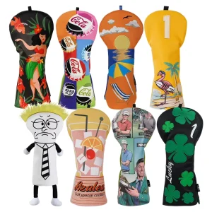 New Design Clover Golf Accessories Customized Golf Headcover Embroidery Golf Club Head Covers for Woods
