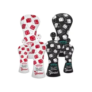 New Design Embroidery 777 Lucky Dice Golf Head Covers Set Pu Leather Golf Driver Fairway Hybrid Headcover