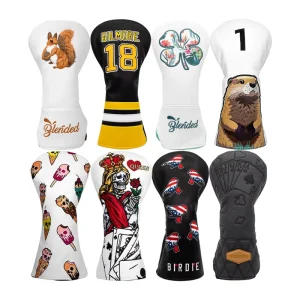 New Design Embroidery Golf Headcovers Pu Leather Golf Wood Driver Head Cover