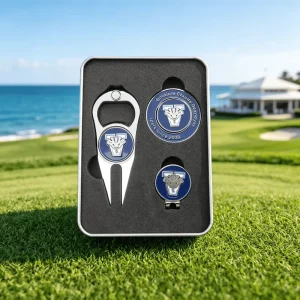 New Design Hot Selling Support Logo Custom Novelty Black Golf Hat Clip With Ball Marker Set