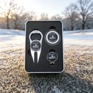 New Design Hot Selling Support Logo Custom Novelty Black Golf Magnet Ball Marker Set
