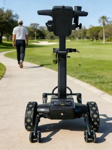 New Design Luxury Lightweight AI Caddy Golf Trolley Auto follow Foldable With Lithium Battery Umbrella Stand