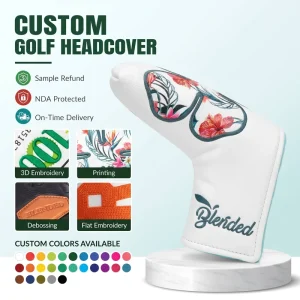 New Design Magnetic Golf Putter Headcover Custom Leather Golf Club Covers Pu Leather Golf Blade Head Cover