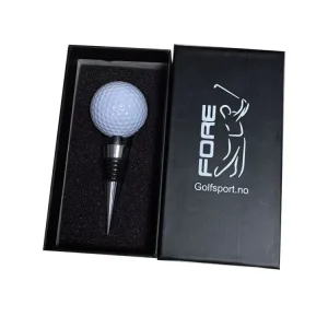New Gift Package Set Metal Golf Ball Style Wine Stopper With Custom Gift Box