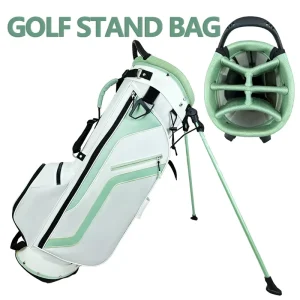 New Lightweight Golf Stand Bag White & Green 6 Way Divider Club Bag with Custom Logo