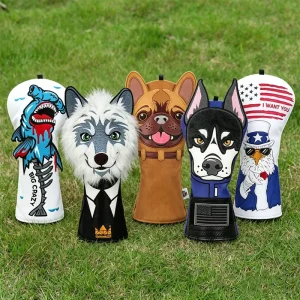 New Stock Sports Entertainment Products Wood Driver Golf Head Covers Leather Animal Wolf Dog Golf Headcover