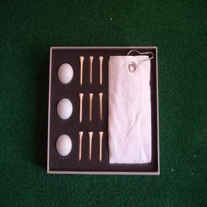 New Style Genuine Leather Red Golf Gift Set with 3 Balls 6 Tees & Divot Tool (Model KT6003)