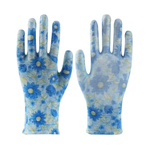 Non Slip PU Ambidextrous Breathable Mesh Straight Cuff Knitted Garden Gloves Puncture Resistant Rubber Coated Palm Cut Resistant