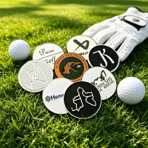 Novelty Bulk Breakfast Golf Accessori Ball Marker Accessory Pickleball Customised Coin Leather Bracelet Random Medallion