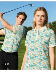 ODM Colorful Patten Golf Polo Shirt Men’s Short Sleeve Golf Outfit Sportswear Summer Golf Clothes Golf Lifestyle Wear Bulk