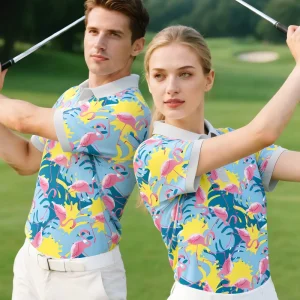 ODM Custom Designs Golf Clothes High Quality Lightweight Print Pattern Men Women Golf Polo Shirts for Sports
