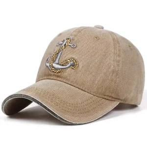 OEM 6 Panel Washed Cotton Baseball Cap 3D Anchor Embroidery BSCI OEKO TEX Manufacturer Low MOQ Direct Price