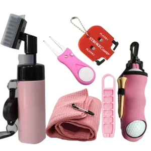 OEM 6-Piece Golf Accessory Set with Custom Golf Clubs Ball Pouches & Personalized Club Cleaner Portable for Indoor Use