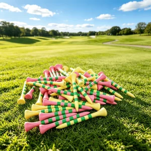 OEM Bamboo Golf Tees Biodegradable with Custom Colored Logo Available in 42 54 70 83mm Durable