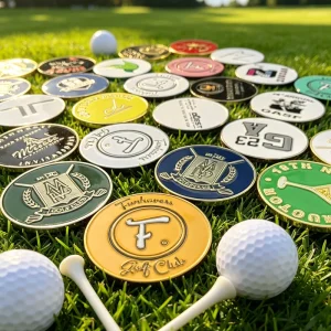 OEM Bulk Custom Blank Golf Ball Marker Brass Belt Buckle Metal Blank Stencil Holder Stamp Manufacturer Necklace for Golf