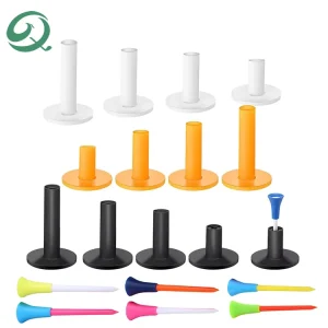 OEM Bulk Golf Tees Custom logo Package Plastic Golf Tee Anti-Friction Rubber Cushion Top Rubber Golf Tees for Driving Range