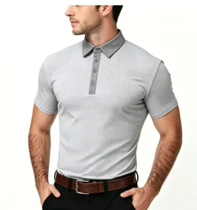 OEM Casual Horse Riding Short Sleeved Breathable Perforated Polo Men’s Equestrian Clothing