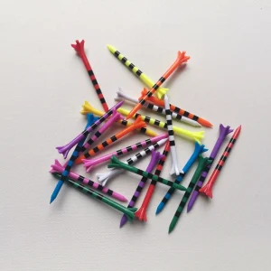 OEM Colorful Stripe 5 Prong Plastic Golf Tees Bulk 83mm New Design Plastic Golf Tees More Durable and Stable Tee