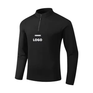 OEM Custom Compressed Breathable Moisture Wicking Quick Dry Quarter Zip Golf Pullover Long Sleeve Breathable Half Zip Sweatshirt