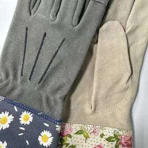 OEM Custom Cow Leather Thorn Proof Comfortable Smooth Texture Grey Long Cuff Garden Gloves For Men Women Bulk