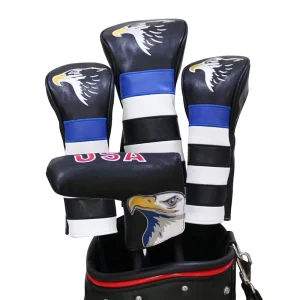 OEM Custom Design Eagle Themed Waterproof Portable PU Leather Golf Club Headcover Set Embroidery Pin Mei Brand Custom Color for