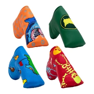 OEM Custom Designer Golf Covers PU Leather Putter Head Cover Embroidery Golf Blade Putter Headcover