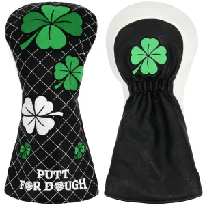 OEM Custom Embroidered Waterproof Magnetic Closure Golf Driver Cover Clover Diamond Pattern PU Leather Headcover Plush Lining