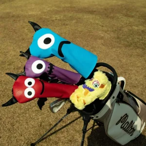OEM Custom Embroidery Monsters Golf Headcover PU Leather Driver Fairway Hybrid Golf Head Cover Set