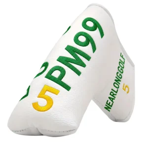 OEM Custom Golf Club Headcover White PU Leather Mallet Putter Cover Green Embroidered Logo Factory Direct Bulk