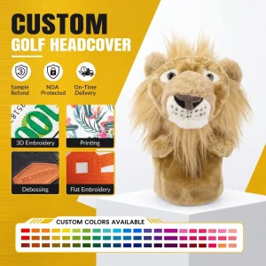 OEM Custom Golf Driver Head Cover Cute Animal Plush Golf Wood Club Headcover