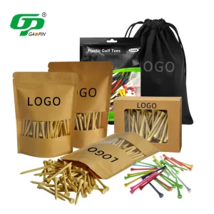 OEM Custom High Quality Bamboo Golf Tee Set All Sizes Colorful Wood Tees Holder
