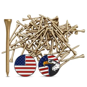 OEM Custom Logo 70mm 83mm Professional Tees Holder Wooden Bamboo Golf Tees Set Gold AMRTA Factory Direct Price