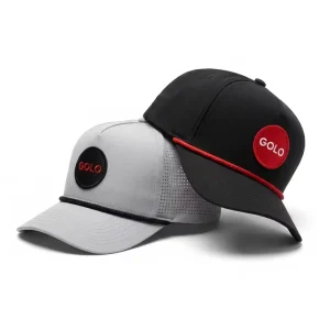 OEM Custom Logo Breathable Dobby Oxford Dot Golf Baseball Cap Curved Back Design GOLO Patch Metal Buckle Adjustable Unisex