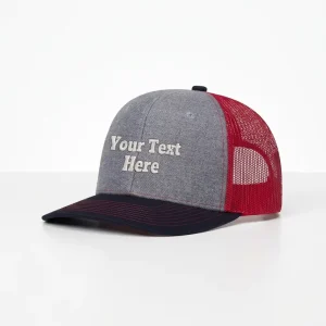 OEM Custom Logo Embroidery 6 Panel Richardson 112 Trucker Hat for Men With Camouflage Leather Patch and Mesh Back for Men
