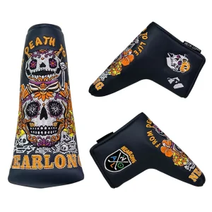 OEM Custom Logo Style One-line Putt Black Cat PU Leather Waterproof Golf Putter Club Head Covers