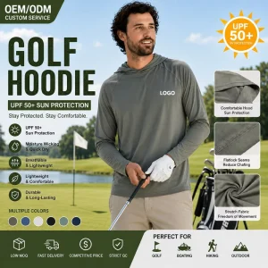 OEM Custom UPF50+ Golf Hoodie Custom LOGO Wrinkle free and Breathable Quick dry Outdoors Golf Hoodie Shirts