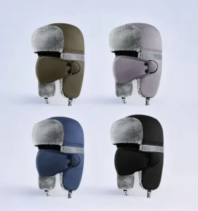 OEM Custom Ushanka Thermal Warm Winter Hat Trapper Hat with Reflective Strip & Face Cover Fleece Lined Earflap Cap Outdoor