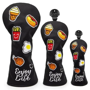 OEM Customized PU Leather Golf Headcover Embroidery Logo Golf Club Head Covers for Driver 3 Wood Hybrid