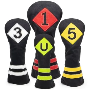 OEM Design Golf Club Wood Headcover for Driver Fairway Wood Hybrid Colorful Patch Letter Golf Wood Head Cover Set