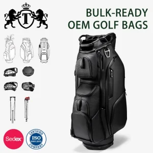 OEM Design PU Leather Golf Cart Bag Waterproof High Quality 14 Dividers Golf Bag for Men Custom Logo Available