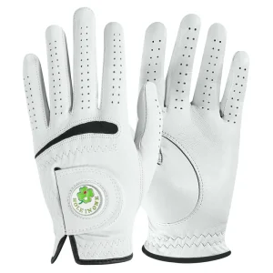 OEM Factory Custom Logo Full Cabretta Leather Non Slip Velcro Closure Fashion White Golf Glove Ball Marker