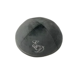 OEM Factory Custom Printed Logo Soft Velvet Kippot Jewish Yamaka Head Covering 4 Panel Kippah with Clips