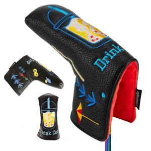 OEM Factory Custom Waterproof PU Leather Durable Easy to wash Embroidery Funny Patterns Unisex Golf Putter Headcover