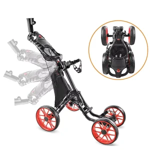 OEM Folding 4 Wheel Golf Trolley Push Pull Cart with Cup Holder Foot Brake Drink Umbrella Holder