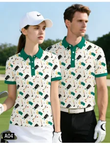 OEM Golf Clothes Manufacturer Polyester Spandex 4-Way Stretch Fabric Classic Collar Men Women Golf Polo Shirts Factory
