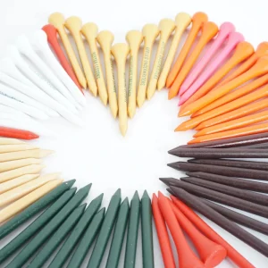 OEM High Quality Golf Wooden Bamboo Tees Custom Printed Logo 4 ” 3 1/4 ” 2 3/4″ 2 1/8″ Colorful with Custom Package