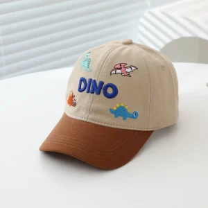 OEM Kids 6 Panel Cotton Baseball Cap with Custom 3D Puff Dinosaur Embroidery for Wholesalers BSCI Factory Hat Low MOQ Price