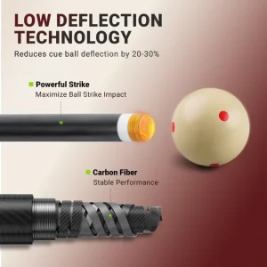 OEM Manufacturer Carbon Fiber Pool Cue 12.5mm Tip Ultra Low Deflection for Professional Cue Stick
